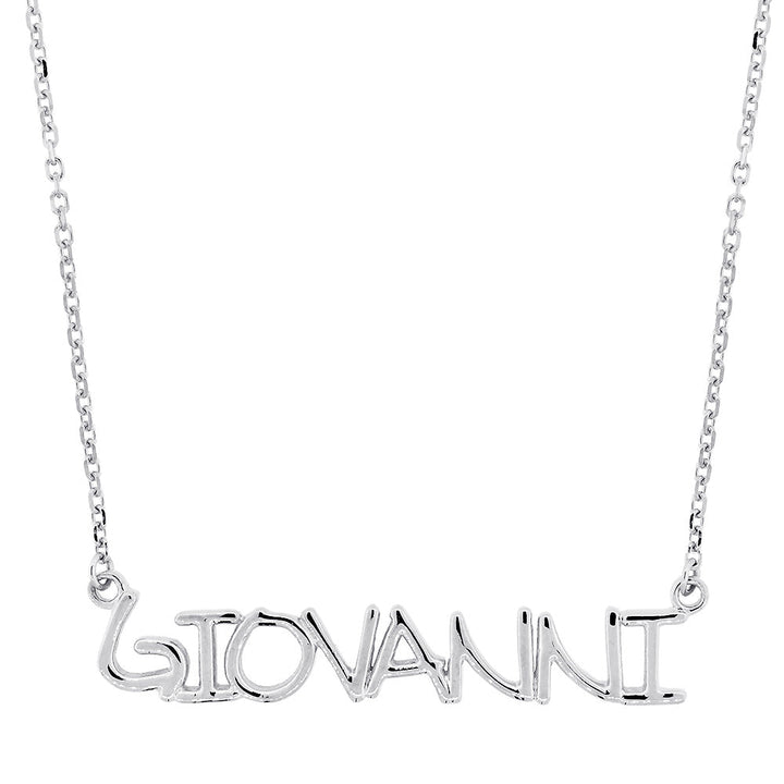 Custom, Special Nameplate Necklace in SZIRO Print, 14k White Gold