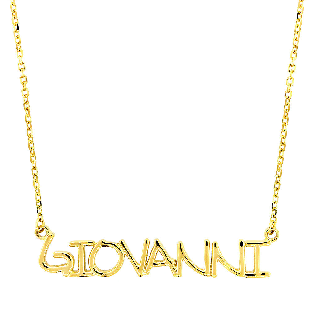 Custom, Special Nameplate Necklace in SZIRO Print, 14k Yellow Gold