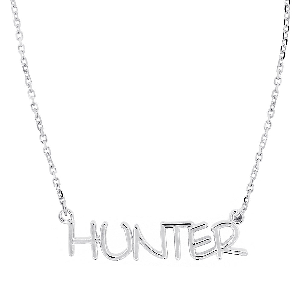 Custom, Special Nameplate Necklace in SZIRO Print, 14k White Gold
