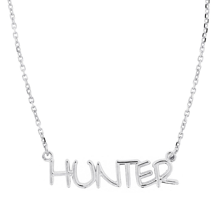 Custom, Special Nameplate Necklace in SZIRO Print, 14k White Gold