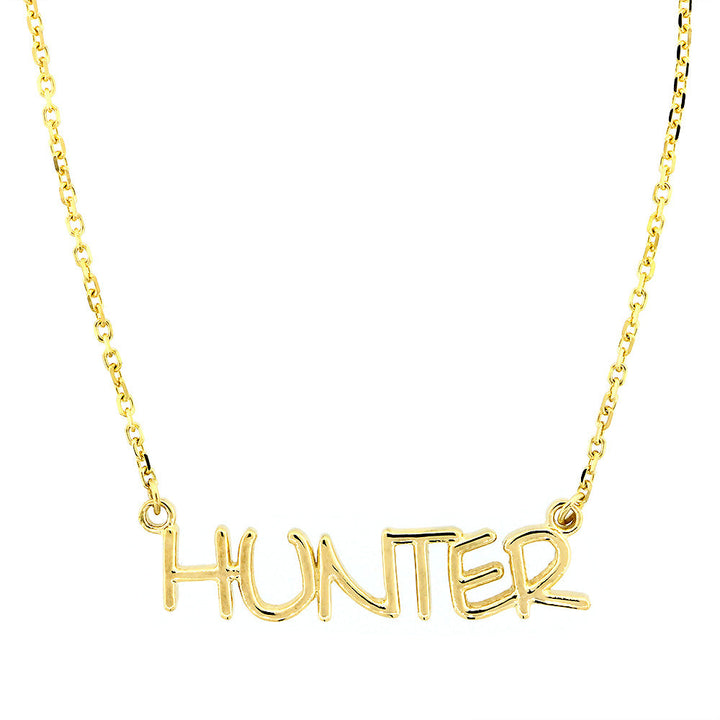 Custom, Special Nameplate Necklace in SZIRO Print, 14k Yellow Gold