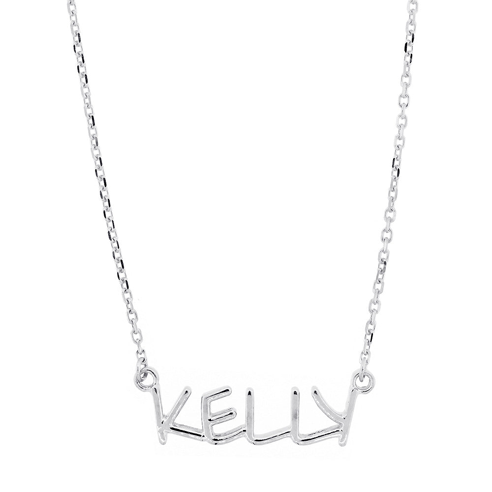 Custom, Special Nameplate Necklace in SZIRO Print, 14k White Gold