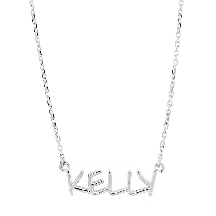 Custom, Special Nameplate Necklace in SZIRO Print, 14k White Gold
