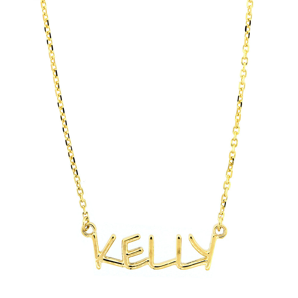 Custom, Special Nameplate Necklace in SZIRO Print, 14k Yellow Gold