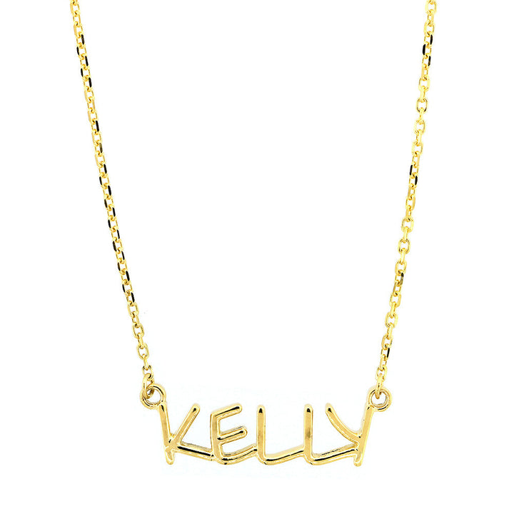 Custom, Special Nameplate Necklace in SZIRO Print, 14k Yellow Gold