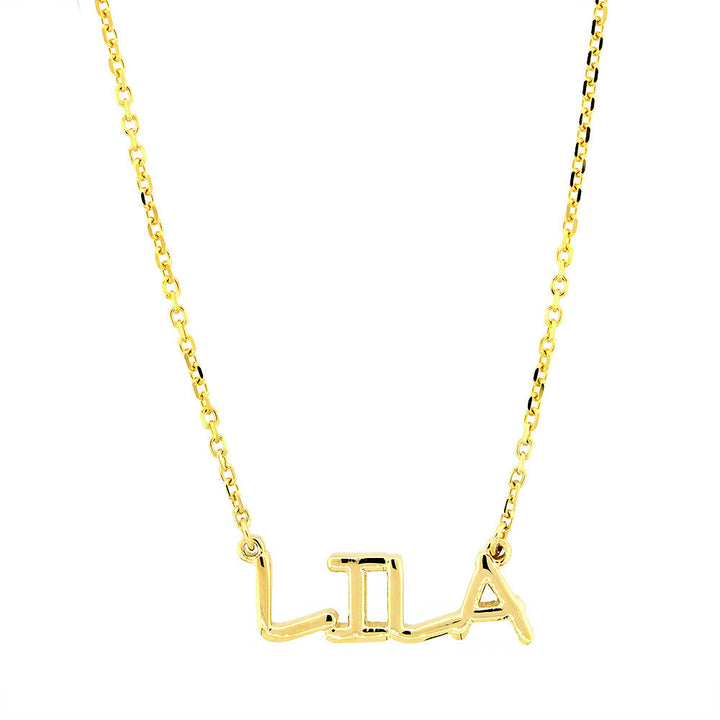 Custom, Special Nameplate Necklace in SZIRO Print, 14k Yellow Gold