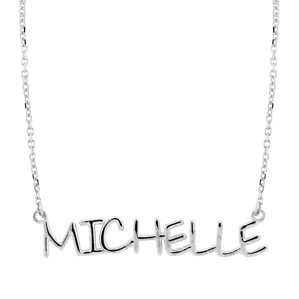 Custom, Special Nameplate Necklace in SZIRO Print, 14k White Gold