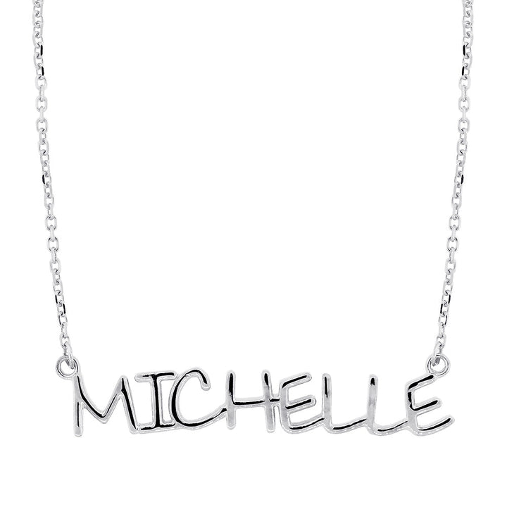 Custom, Special Nameplate Necklace in SZIRO Print, 14k White Gold
