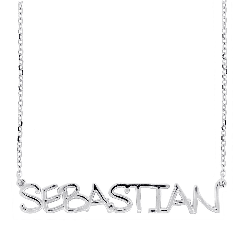 Custom, Special Nameplate Necklace in SZIRO Print, 14k White Gold