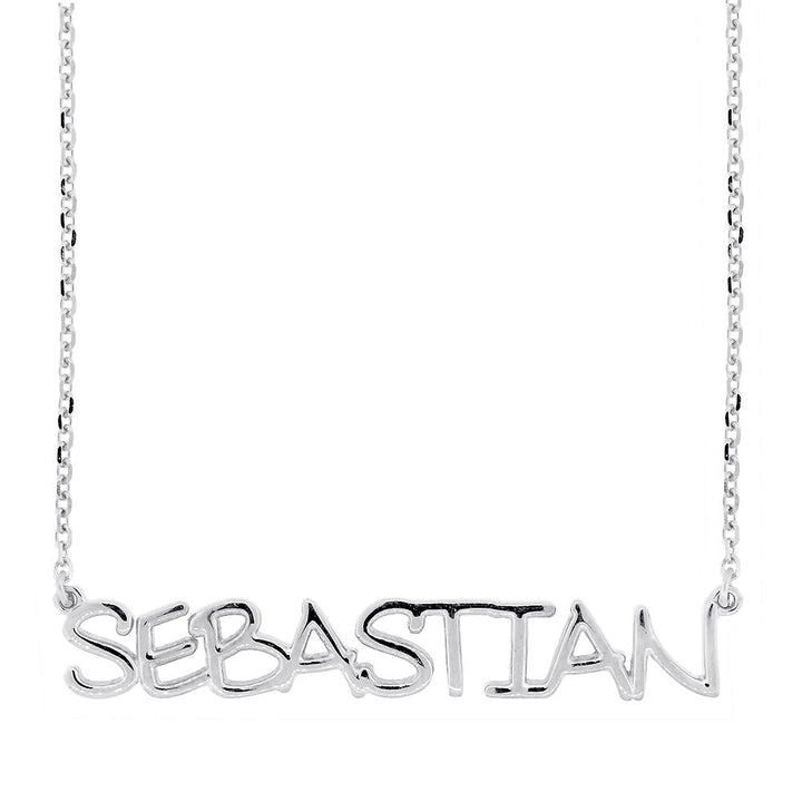 Custom, Special Nameplate Necklace in SZIRO Print, 14k White Gold