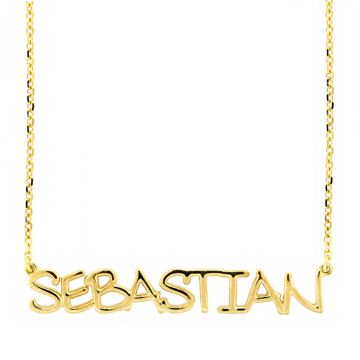 Custom, Special Nameplate Necklace in SZIRO Print, 14k Yellow Gold