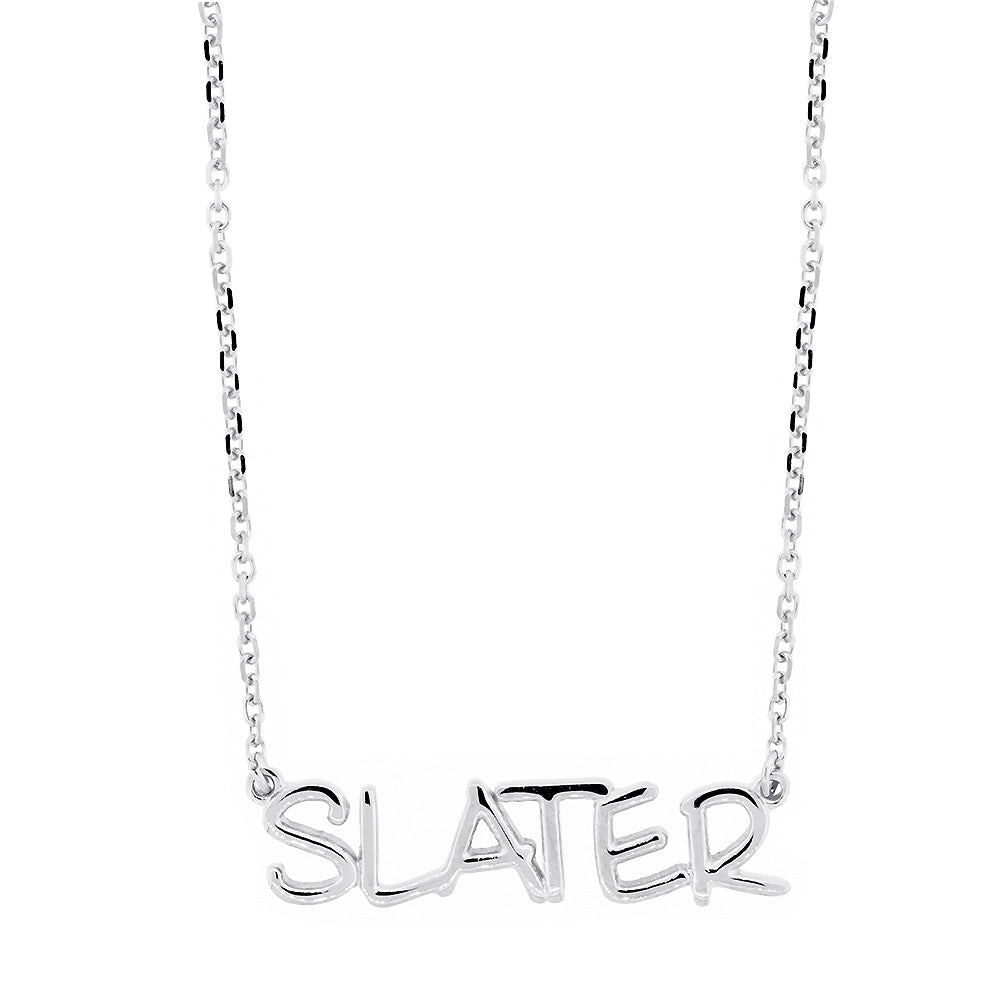 Custom, Special Nameplate Necklace in SZIRO Print, 14k White Gold