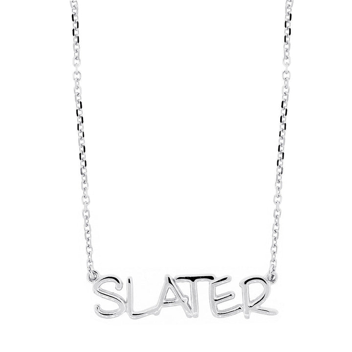 Custom, Special Nameplate Necklace in SZIRO Print, 14k White Gold