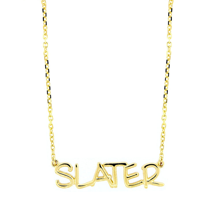 Custom, Special Nameplate Necklace in SZIRO Print, 14k Yellow Gold