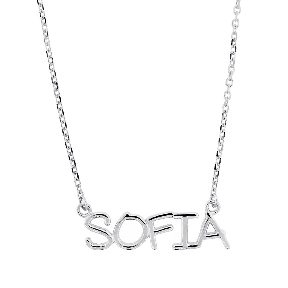 Custom, Special Nameplate Necklace in SZIRO Print, 14k White Gold