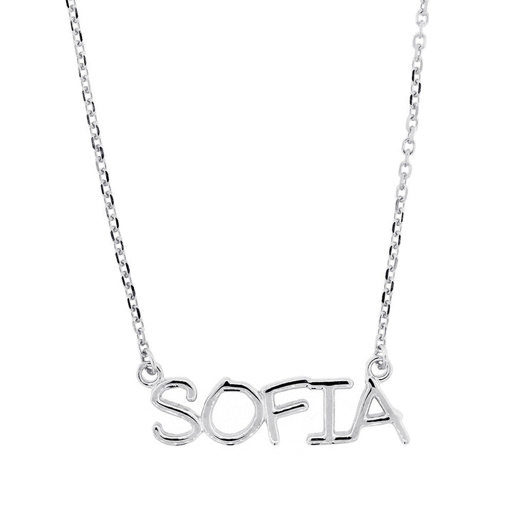 Custom, Special Nameplate Necklace in SZIRO Print, 14k White Gold