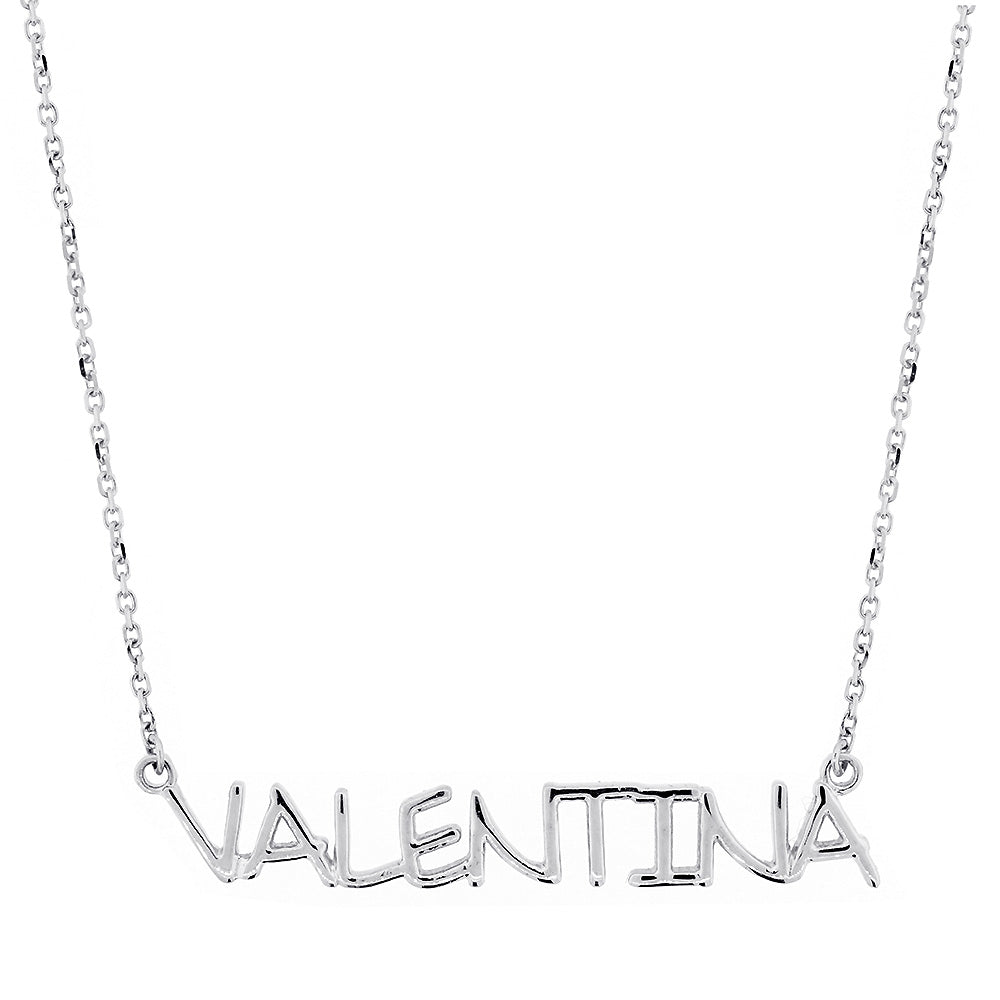 Custom, Special Nameplate Necklace in SZIRO Print, 14k White Gold