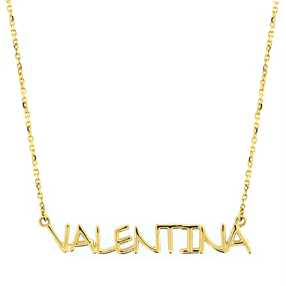 Custom, Special Nameplate Necklace in SZIRO Print, 14k Yellow Gold