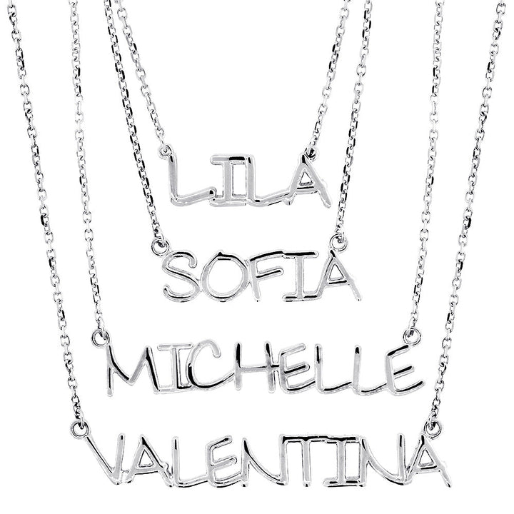 Custom, Special Nameplate Necklace in SZIRO Print, 14k White Gold
