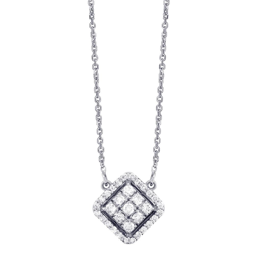 Diamond Rhombus Necklace, 0.51CT in 14k White Gold