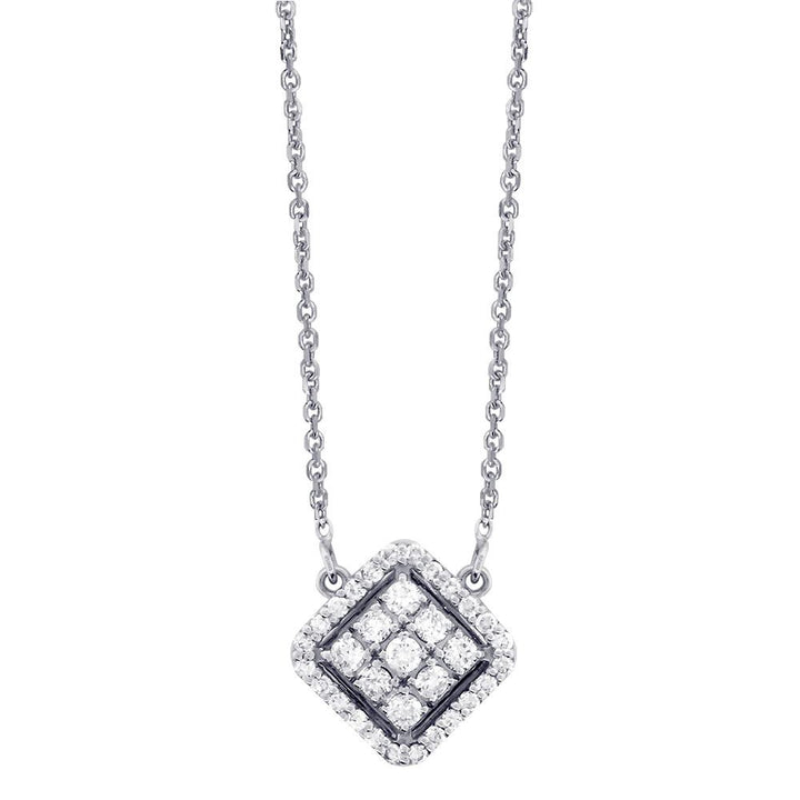 Diamond Rhombus Necklace, 0.51CT in 14k White Gold