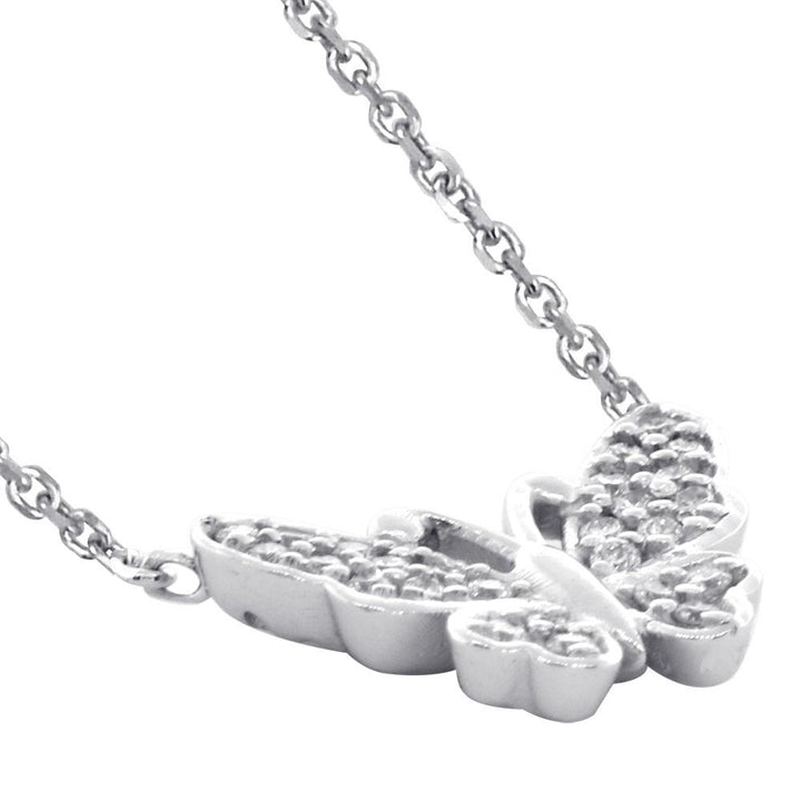Diamond Butterfly Necklace, 0.25CT in 14K White Gold