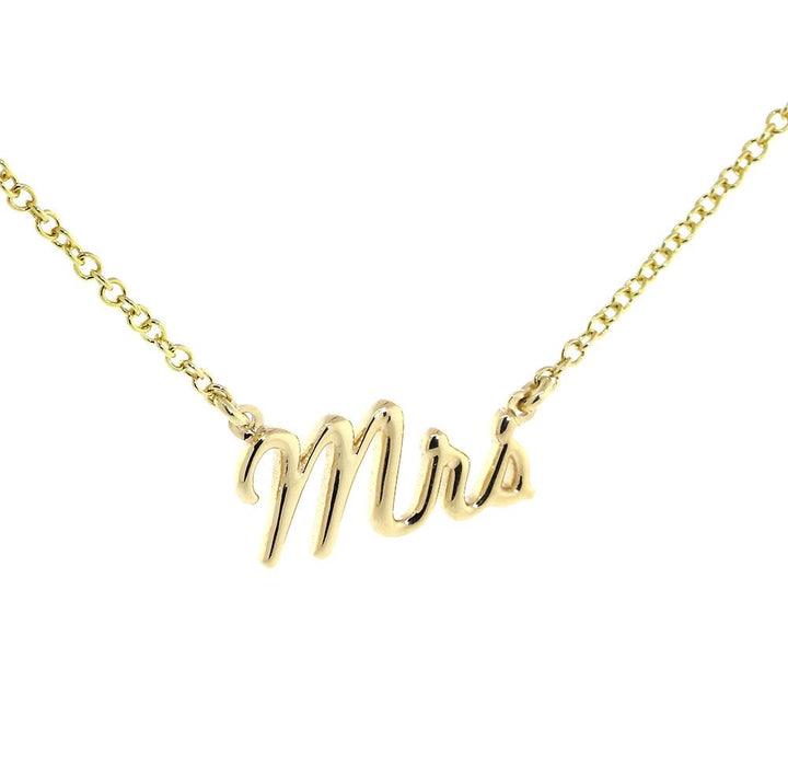 Mrs. Necklace, 0.75 Inch Wide, 18" Inch Chain in 14K Yellow Gold