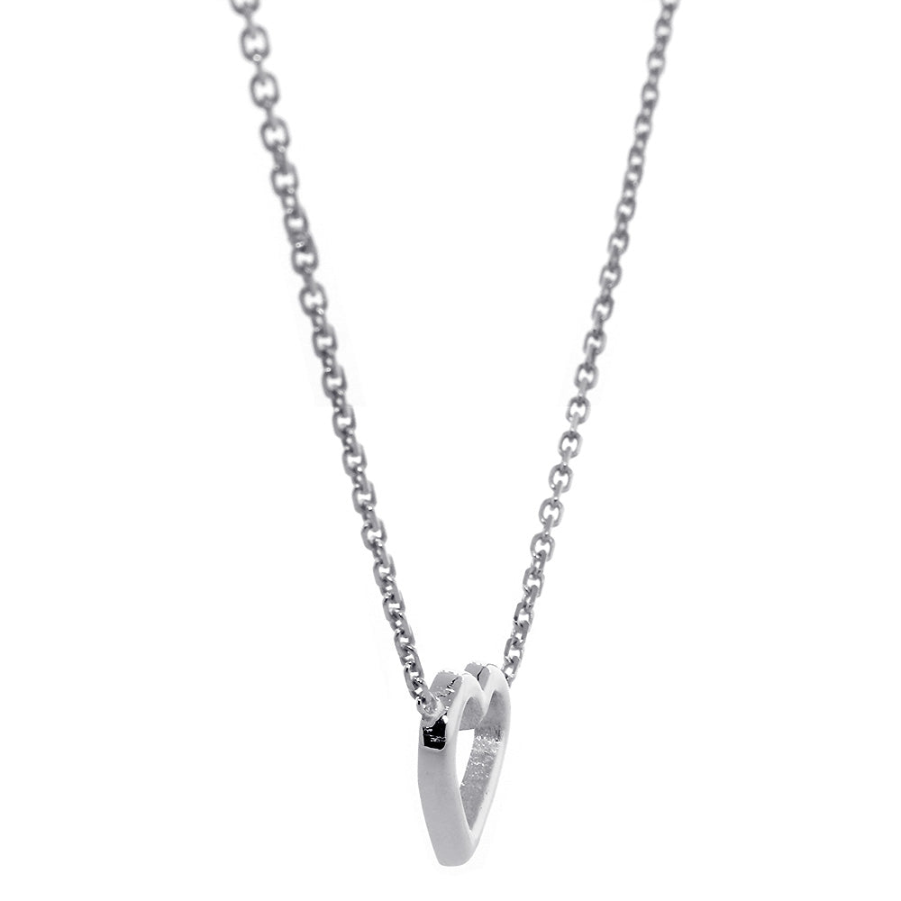 10mm Open Heart Charm and Chain in 14K White Gold
