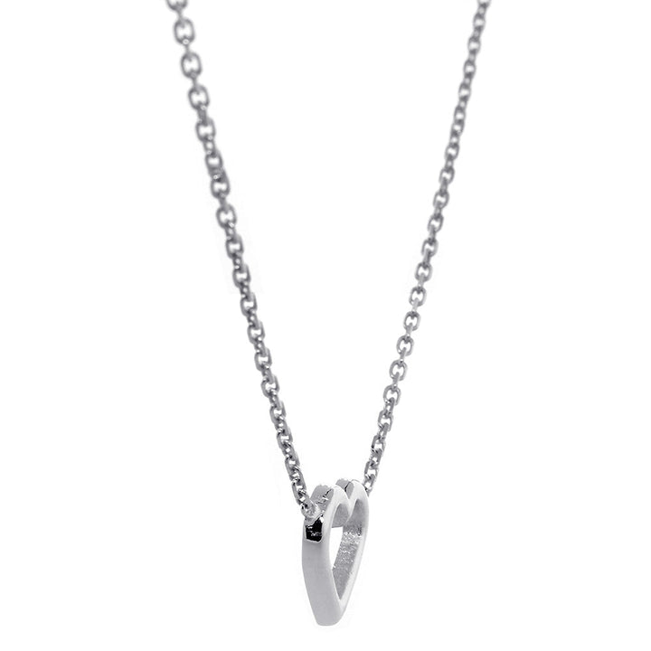 10mm Open Heart Charm and Chain in 14K White Gold