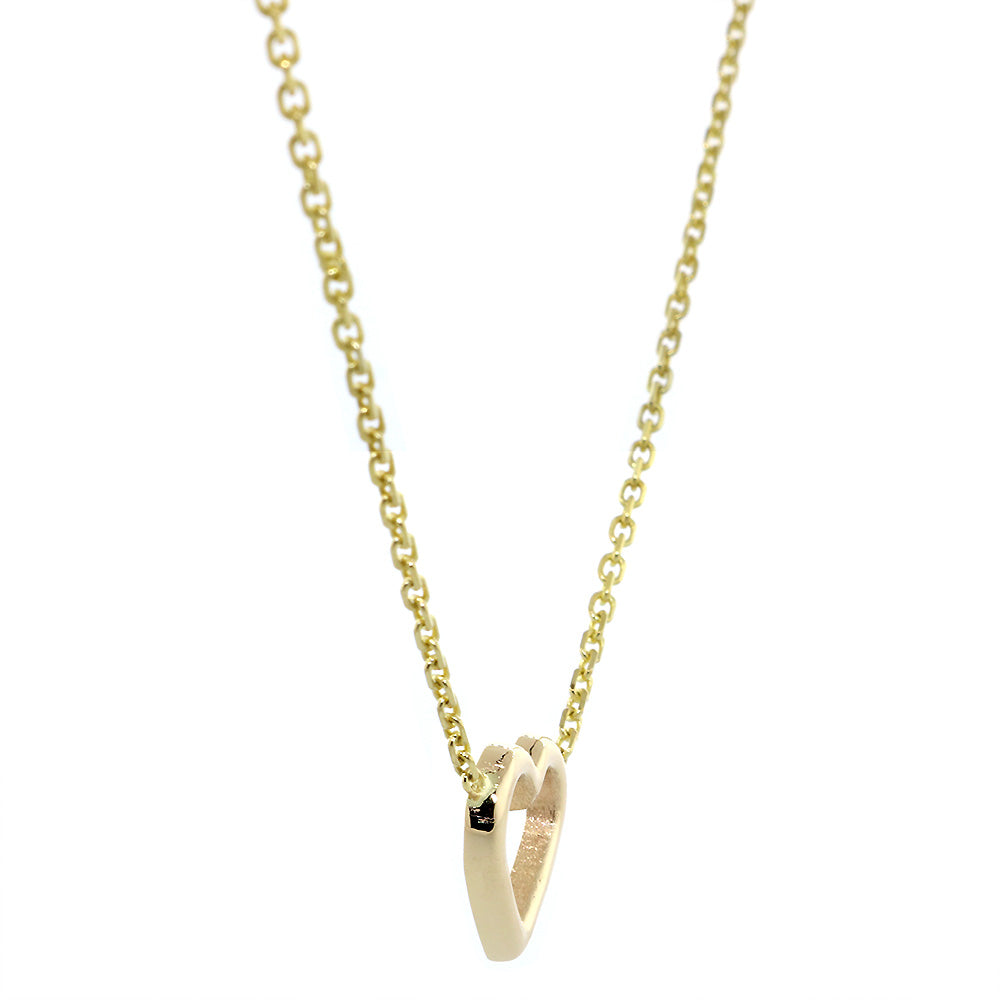 10mm Open Heart Charm and Chain in 14K Yellow Gold