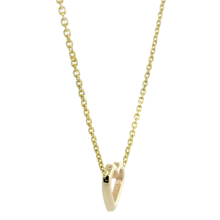 10mm Open Heart Charm and Chain in 14K Yellow Gold