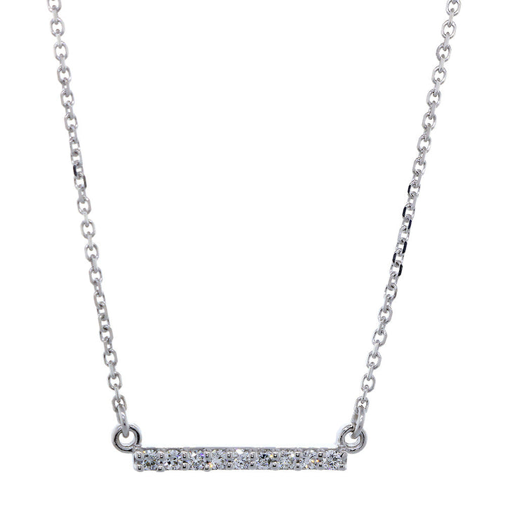 15mm Diamond Bar Necklace, 0.13CT in 14K White Gold