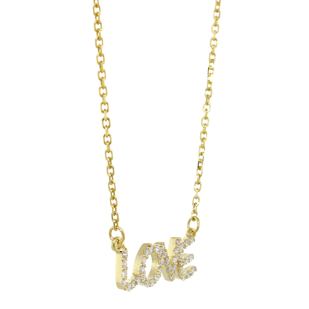 Love Necklace, 14K Yellow Gold & Diamond Necklace