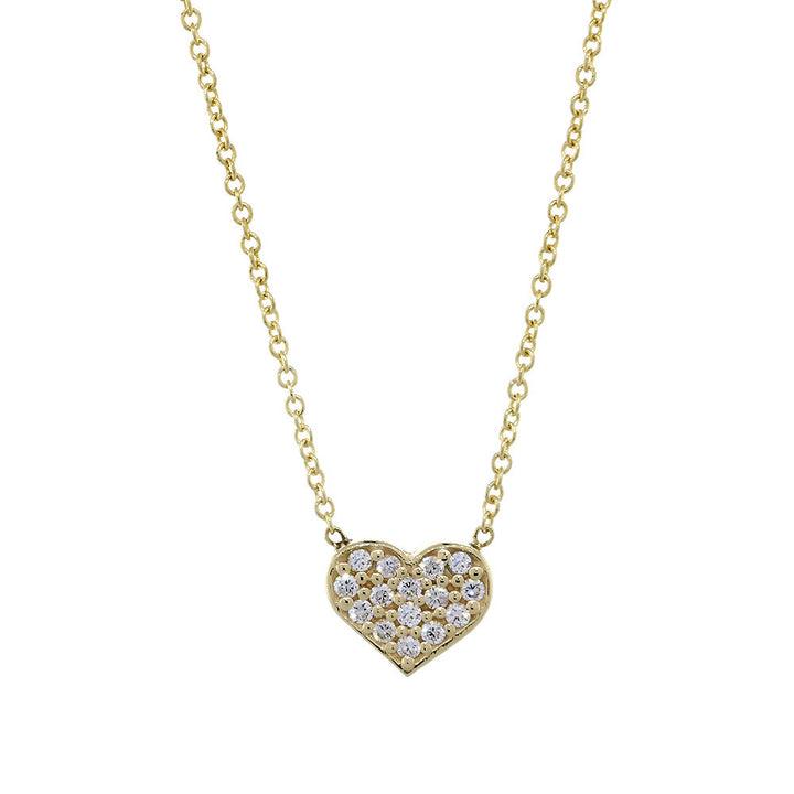 7mm Diamond Heart Necklace, 0.15CT, 16 Inches in 14K Yellow Gold