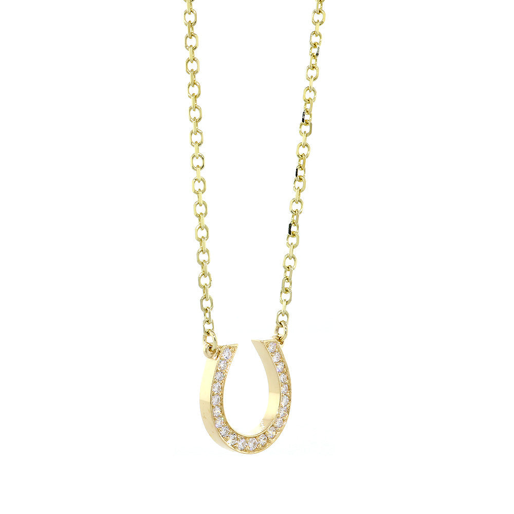 18 mm Diamond Horseshoe Pendant and Chain, 0.45 CT, 17 IN in 14K White Gold