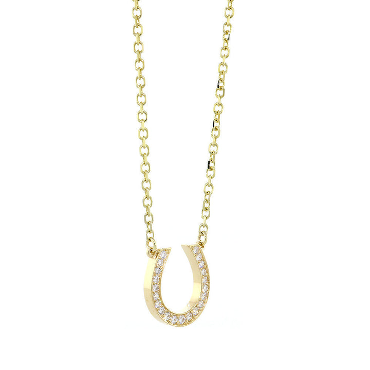 18 mm Diamond Horseshoe Pendant and Chain, 0.45 CT, 17 IN in 14K White Gold