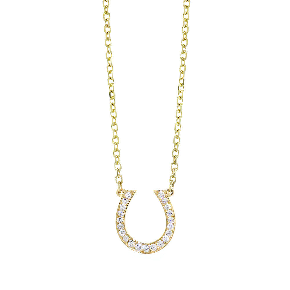 18 mm Diamond Horseshoe Pendant and Chain, 0.45 CT, 17 IN in 14K White Gold