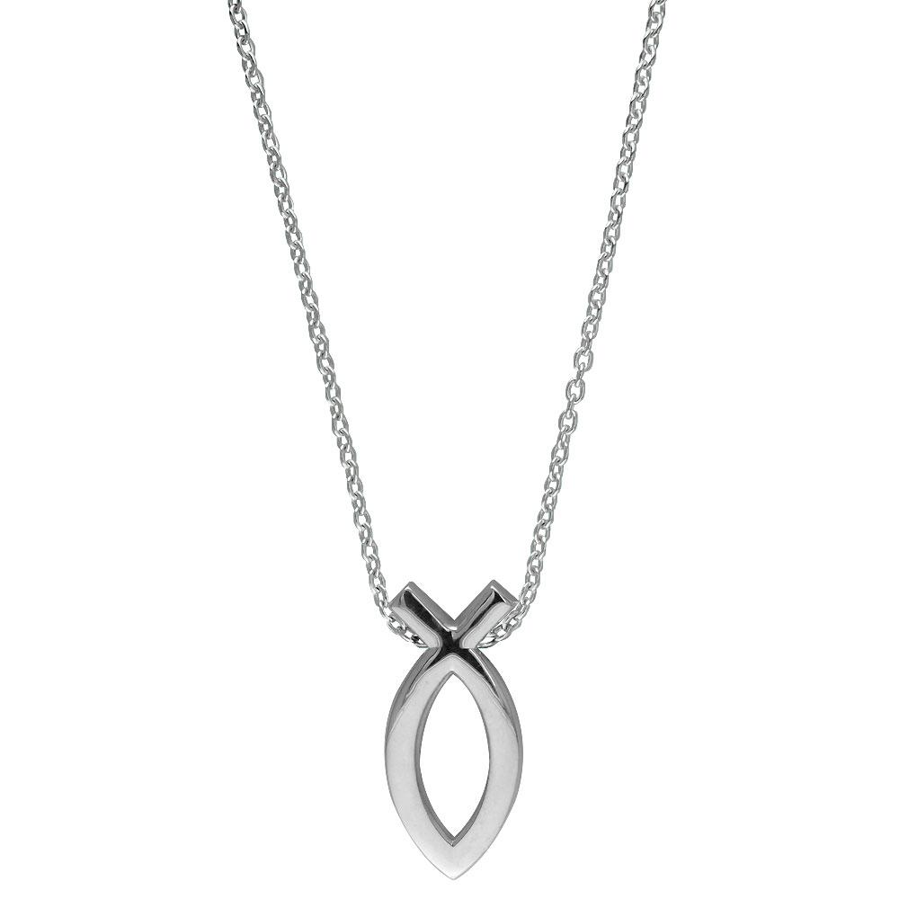 Extra Large Sterling Silver Fish, Ichthus Necklace