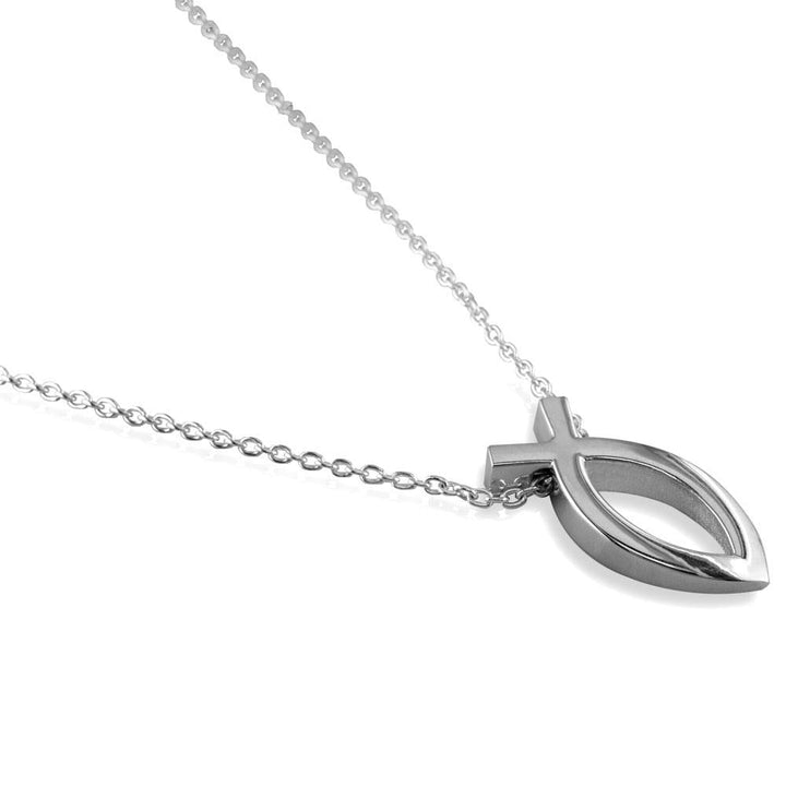 Extra Large Sterling Silver Fish, Ichthus Necklace