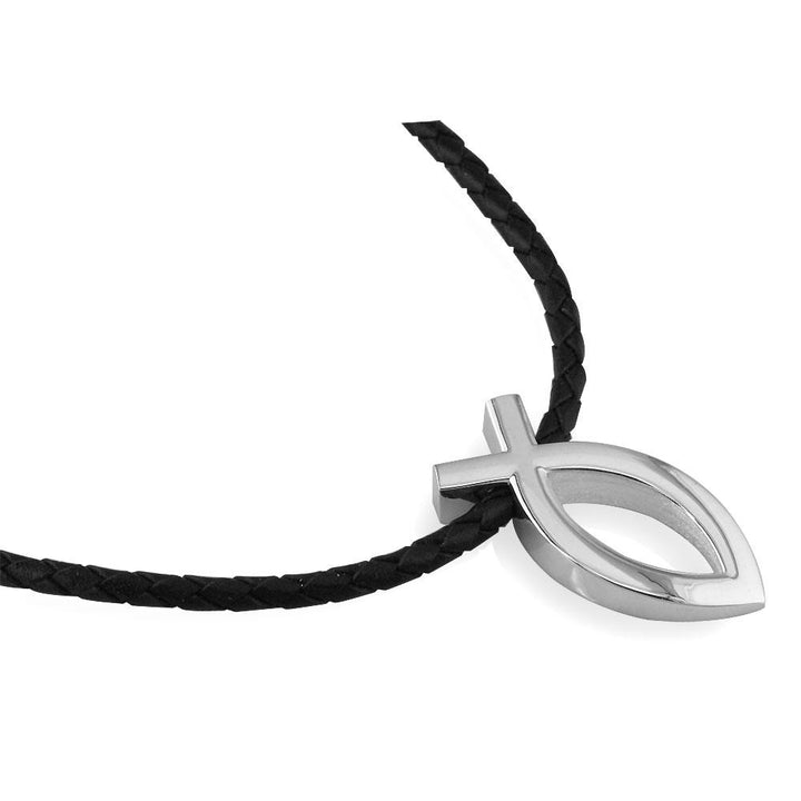 Extra Large Sterling Silver Fish, Ichthus Necklace