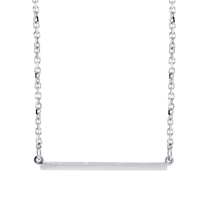 Plain Line, Bar Charm Necklace in 14k White Gold