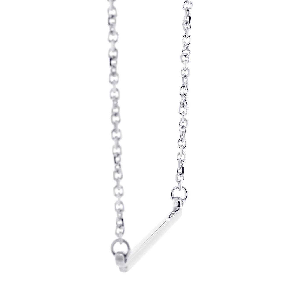 Plain Line, Bar Charm Necklace in 14k White Gold