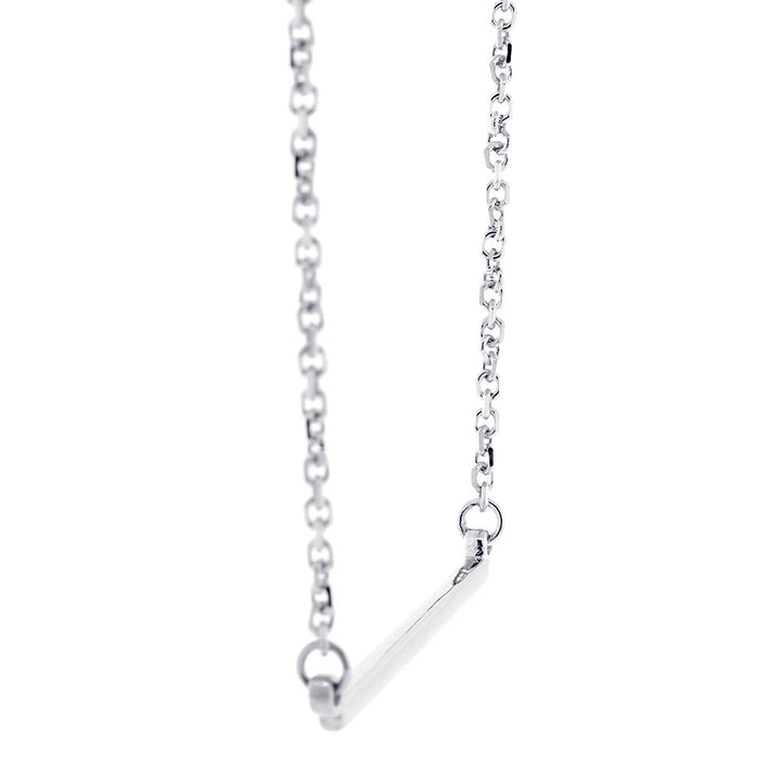 Plain Line, Bar Charm Necklace in 14k White Gold