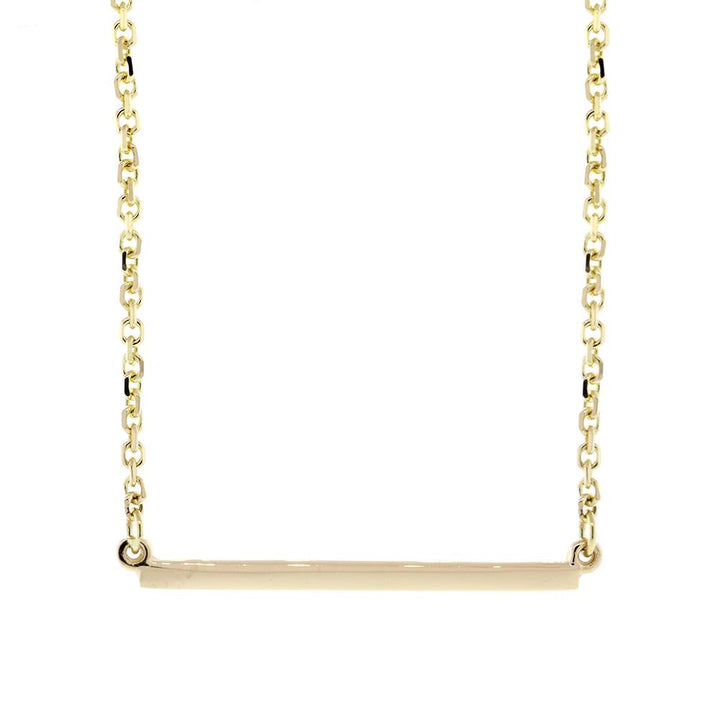 Plain Line, Bar Charm Necklace in 14k Yellow Gold