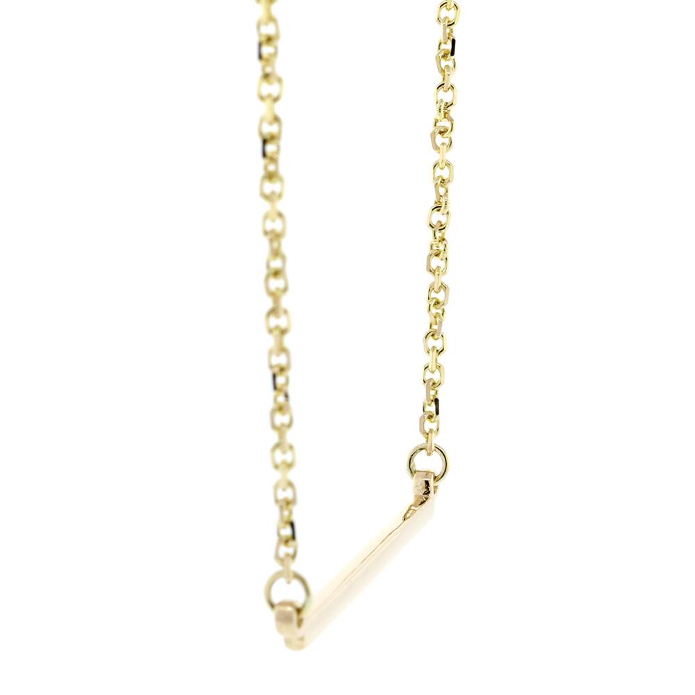Plain Line, Bar Charm Necklace in 14k Yellow Gold