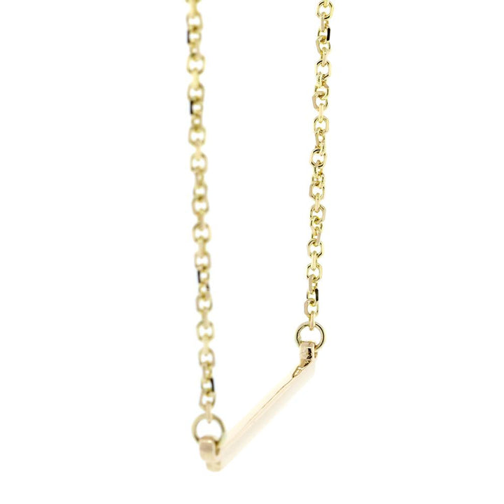 Plain Line, Bar Charm Necklace in 14k Yellow Gold