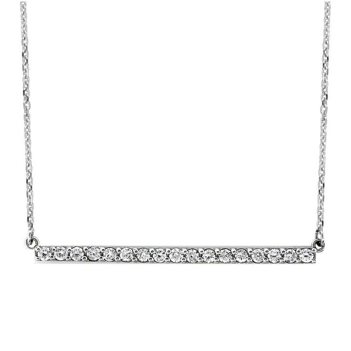 Diamond Bar Necklace, 1.75 Inch, 0.85CT in 14K White Gold