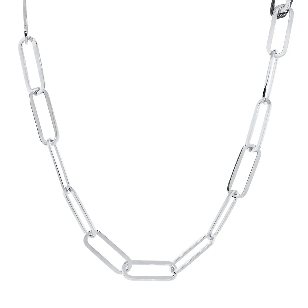 14k White Gold Solid Paperclip Link Chain/Necklace