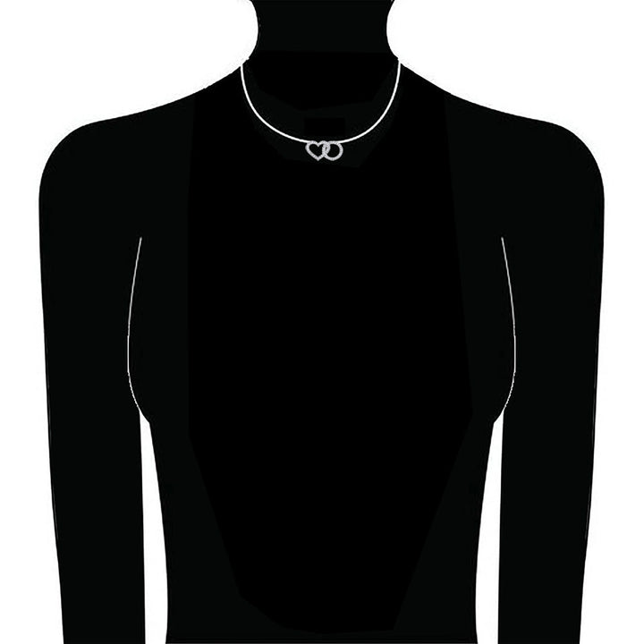 2 Levels Version 21 mm Wide Diamond Heart and Circle Pendant Necklace, 0.35 CT, 16 Inches in 14K White Gold