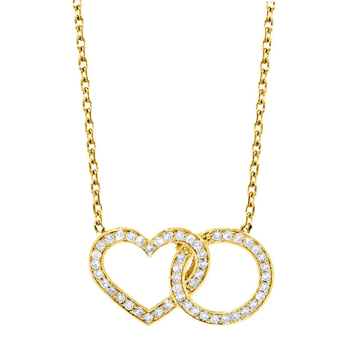 21 mm Wide Diamond Heart and Circle Pendant Necklace, 0.35 CT, 16 IN in 14K White Gold